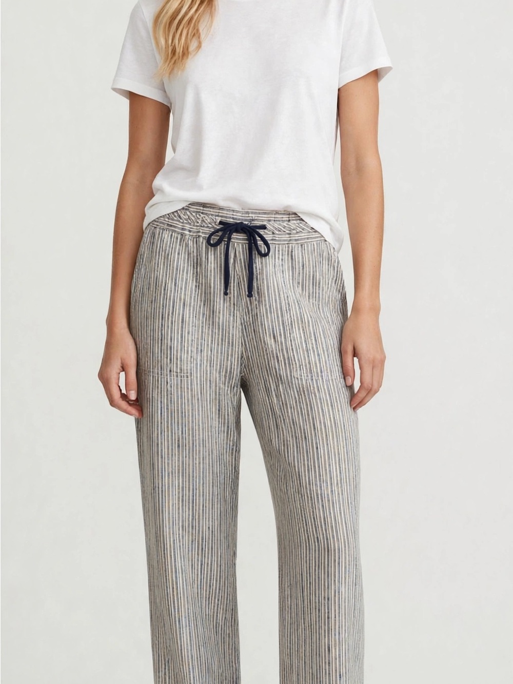 Caslon “Nordstrom Exclusive”Striped Straight-Leg Linen Drawstring Pants